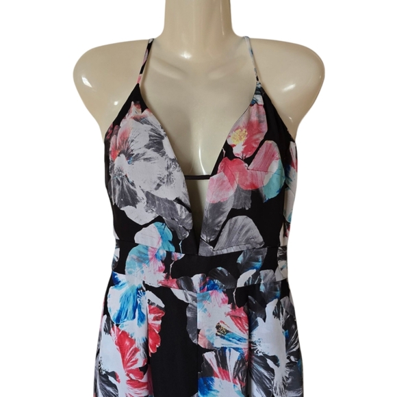 Bebe wide leg spaghetti strap floral jumpsuit size 6 - Picture 3 of 15